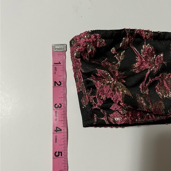 For Love & Lemons floral bralette size S NWT black pink and metallic gold - Picture 8 of 13